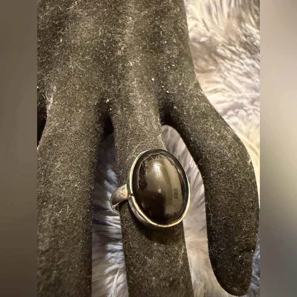 Sterling Silver Black Moon Stone Ring